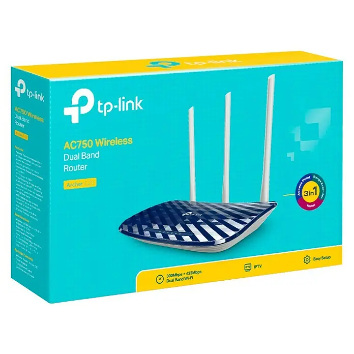 TP-Link Router inalámbrico de doble banda AC750 - Azul/Blanco, L x An x Al: 23 x 14,4 x 3,5 cm