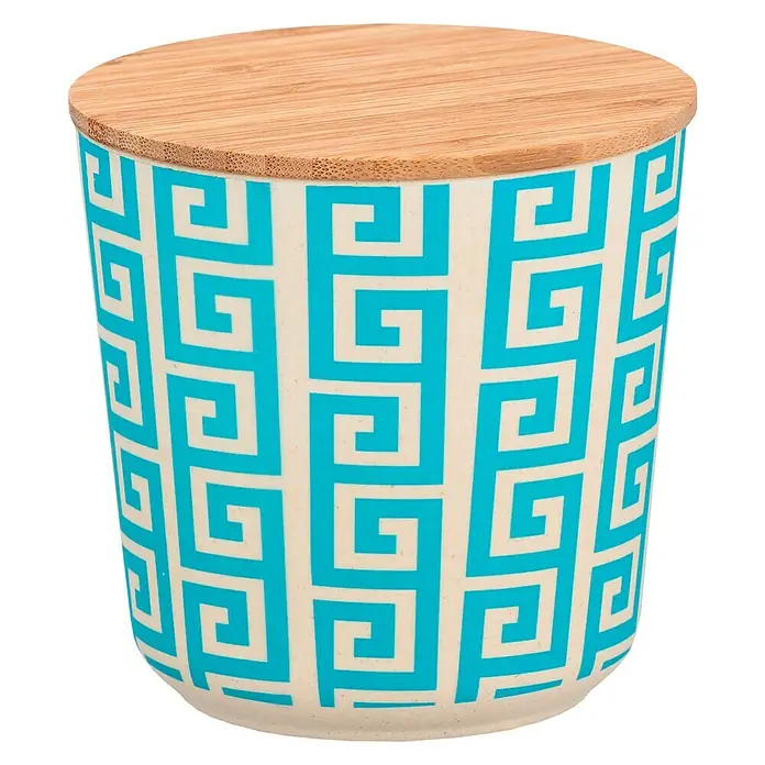 Wenko Bote de cocina Edge 0,5 l - L x An x Al: 10,5 x 10,5 x 10,5 cm, Bambú, Azul
