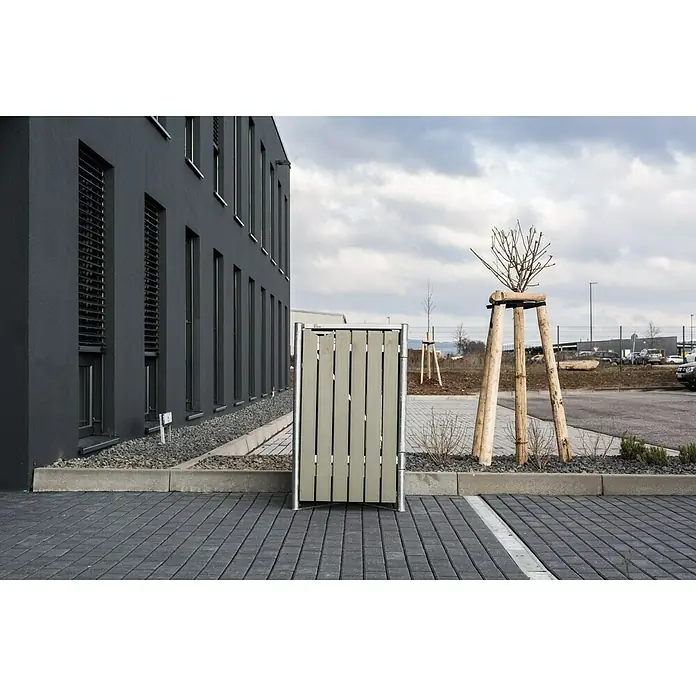 Hide Mülltonnenbox - 63,4 x 60,4 x 115,2 cm, Passend für: 1 Mülltonne 110 - 140 l, Holz, Natur/Grau - Stimmungsaufnahme