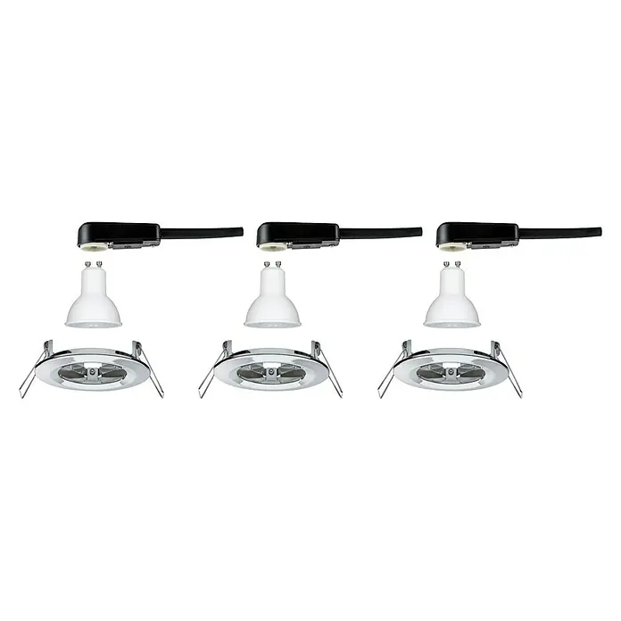 Paulmann LED-Einbauleuchten-Set Nova - 6,5 W, Chrom, 3 Stk., Warmweiß, Durchmesser: 7,8 cm