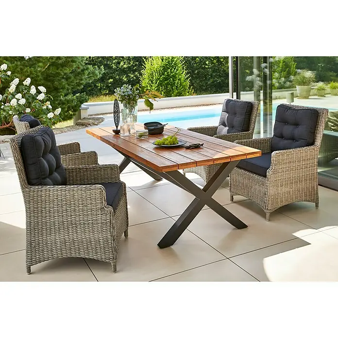 Mesa de jardín Alessia - L x An: 220 x 100 cm, Material del tablero de la mesa: Madera