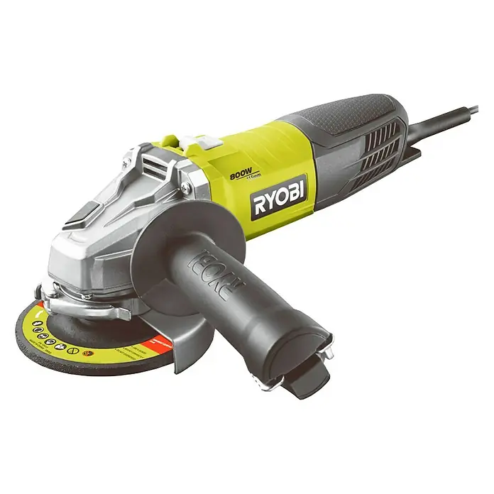 Ryobi Amoladora RAG800-115G - 800 W, Diámetro disco: 115 mm, Número de revoluciones de marcha en vacío: 12.000 r.p.m.