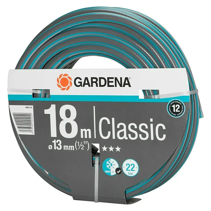 Gardena Classic Manguera - Largo: 18 m, Diámetro tubo flexible: 13 mm (½''), Presión máxima: 22 bar