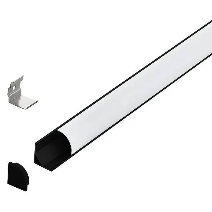 Eglo Profil Corner Profile 1 - 200 x 1,6 x 1,6 cm, Schwarz, Weiß, Aluminium - Vorderansicht