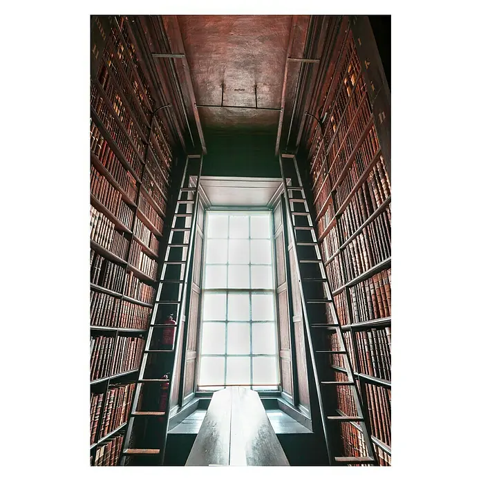 Cuadro de vidrio Vista biblioteca - Library view, An x Al: 80 x 120 cm