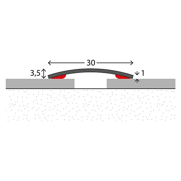 LOGOCLIC Overgangsprofiel - Mat rvs, 0,9 m x 30 mm x 3,5 mm, Montagemethode: Lijmen, Ongeperforeerd - Close-up