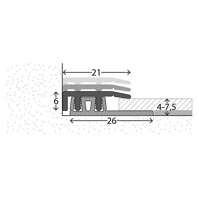 LOGOCLIC Abschlussprofil 324 - Silber, 2,7 m x 21 mm, Montageart: Stecken - Detailaufnahme