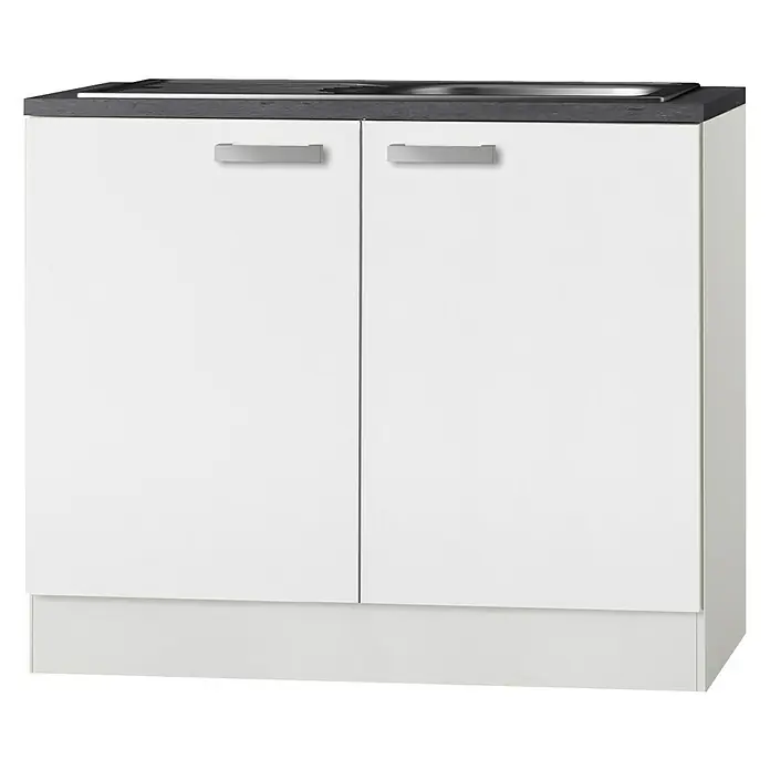 Optifit Oslo Spoelbakonderkast - 60 x 100 x 84,8 cm, Met werkblad + inbouwspoelbak, Wit - Vooraanzicht