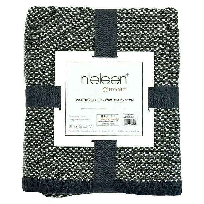 Nielsen Plaid Kuscheldecke Akira - L x B: 200 x 150 cm, Dunkelgrau