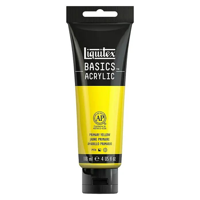 Liquitex Basics Akrilna boja - Boja: Osnovna žuta, 118 ml, Tuba - Pogled sprijeda