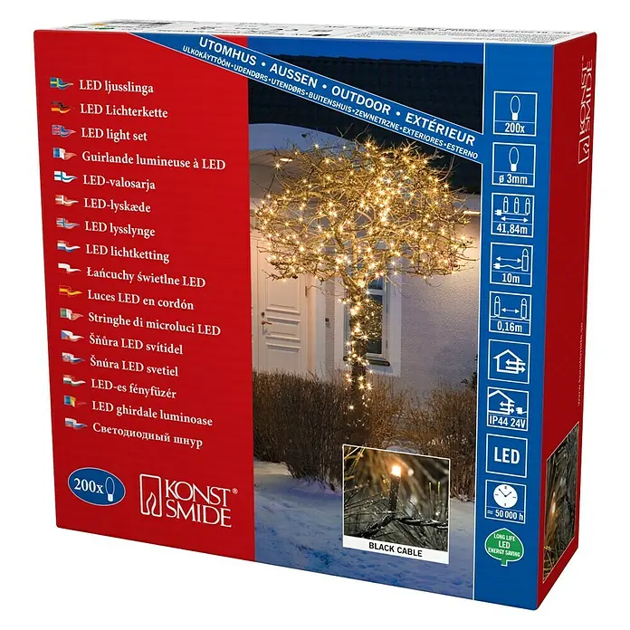 Konstsmide Led-feestverlichting Micro-led - Buiten, 200 lampen, Kabellengte: 10 m, Lichtkleur: Barnsteen
