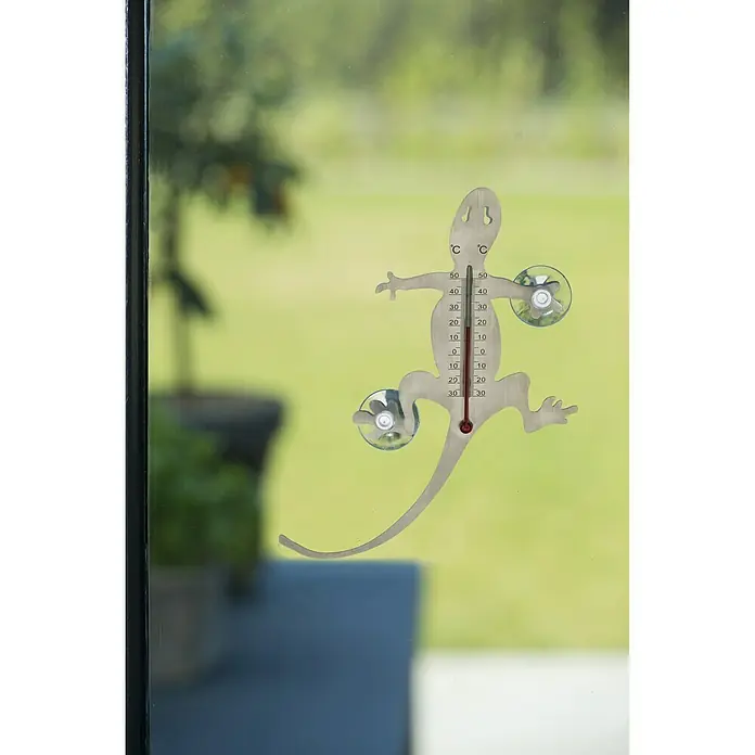 Nature Buitenthermometer met zuignappen Salamander - Hoogte: 27 cm, Roestvrij staal - Sfeeropname