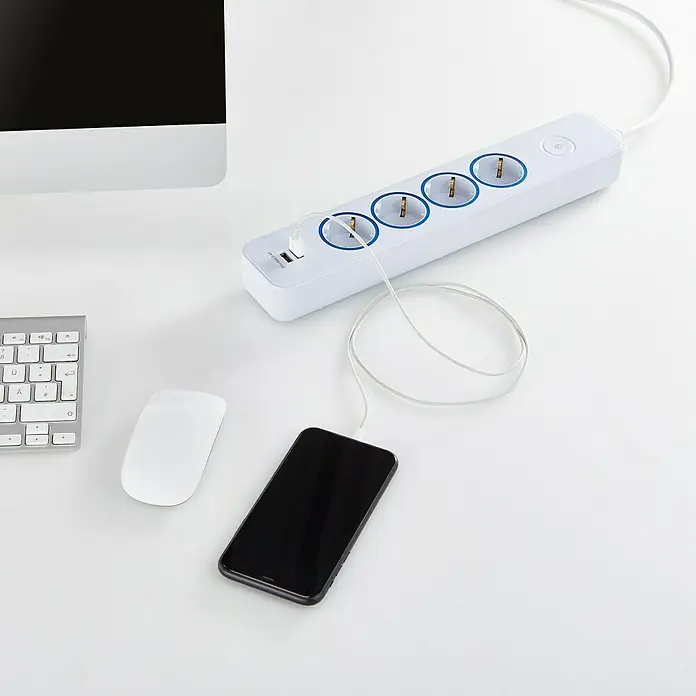 Blaupunkt Steckdosenleiste - Anzahl Steckdosen Schuko: 4 Stk., Weiß, 2 m, 2 USB-Anschlüsse - Anwendungsbeispiel