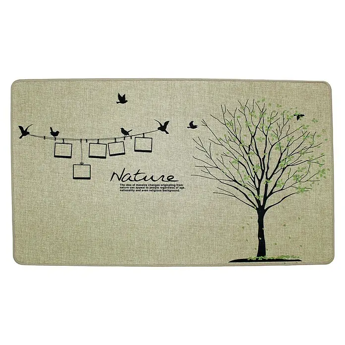 Alfombra de cocina Verona Nature - Marrón, 70 x 40 cm, Poliéster y caucho