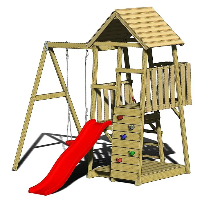 Wendi Toys Kinderspielturm Panda - 290 x 270 cm - Linke Seitenansicht