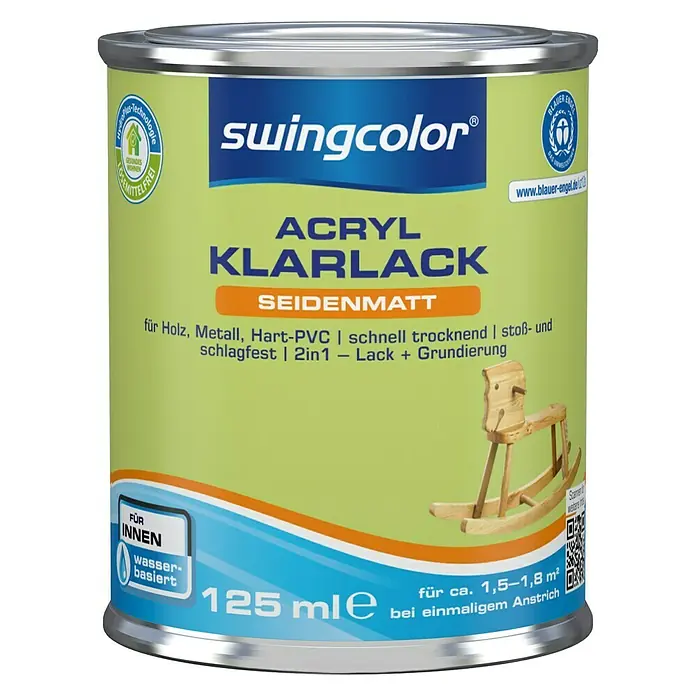 swingcolor Klarlack Acryl - Farblos, 125 ml, Seidenmatt - Vorderansicht