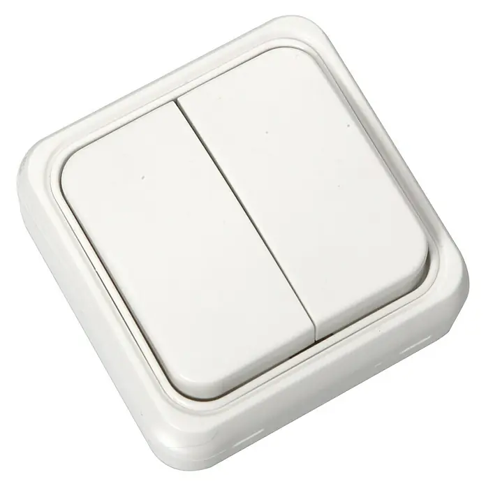 Fontini BF-18 Interruptor/Conmutador doble - Blanco, Plástico, Montaje en la pared