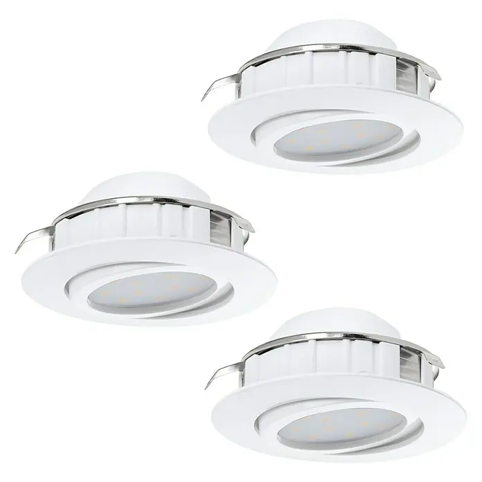 Eglo Set ugradbenih LED svjetiljki Pineda - 4,9 W, D x Š x V: 8,4 x 8,4 x 4 cm, Bijele boje, 3 Kom., Topla bijela - Pogled sprijeda