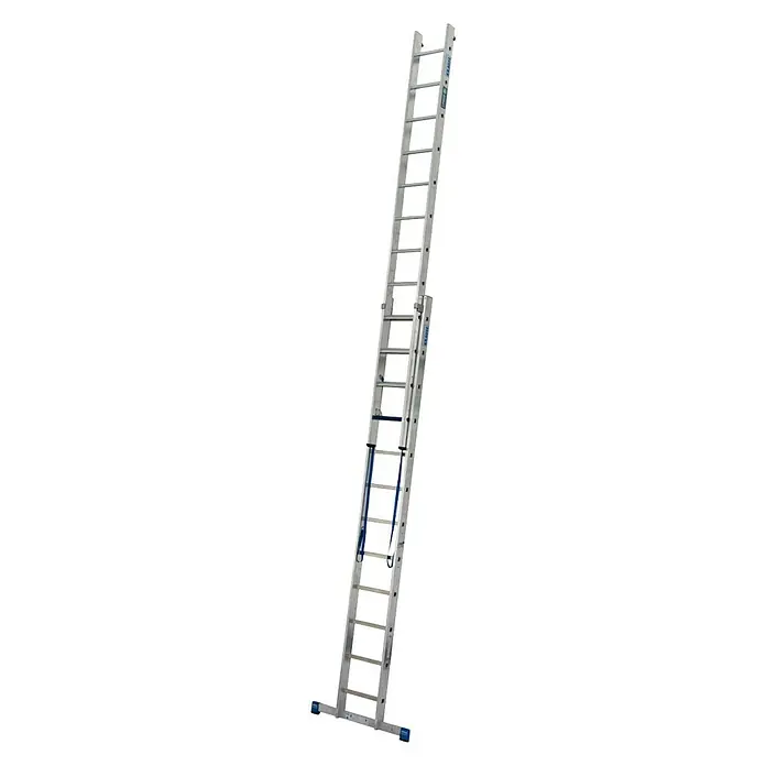 Krause Stabilo Sprossen-Mehrzweckleiter +S - Arbeitshöhe: 6,7 m, Anzahl Tritte: 2 x 12 Sprossen, Aluminium - Linke Seitenansicht