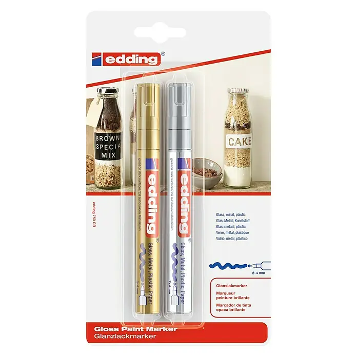 Edding Lackmarker 750 - Gold/Silber, 2 mm - 4 mm - Vorderansicht