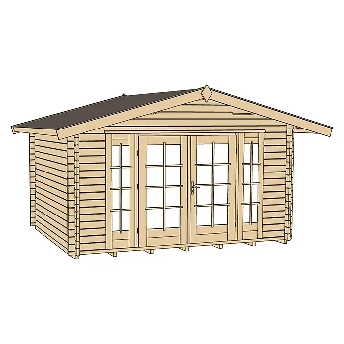 Weka Gartenhaus Weekendhaus 137 - B x T: 460 x 370 cm, Holz, 11,4 m², Wandstärke: 45 mm, Mit Vordach 0,6 m