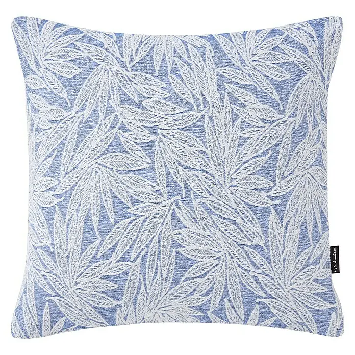 Cojín Hojas rústico - Azul, 50 x 50 cm, 50 % algodón, 50 % poliéster
