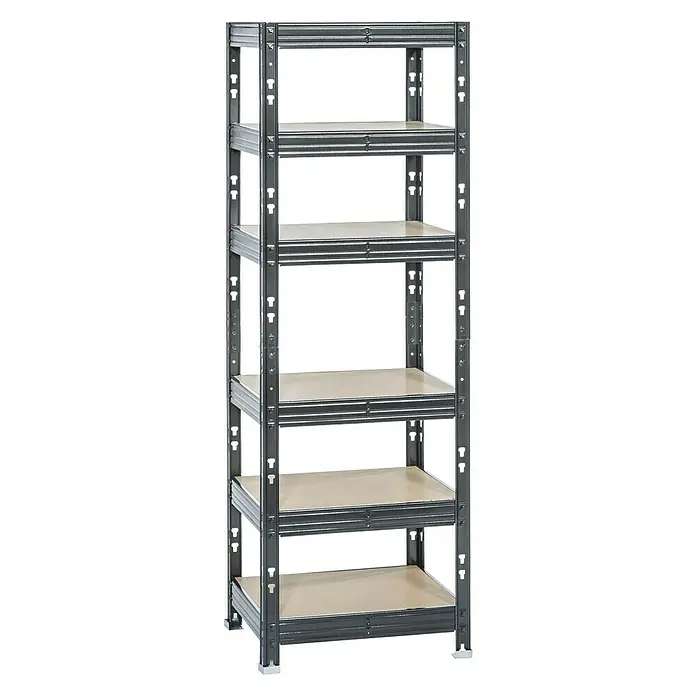 Metall-Schwerlastregal - L x B x H: 50 x 60 x 180 cm, Traglast: 300 kg/Boden, Stecken, Schwarz - Vorderansicht