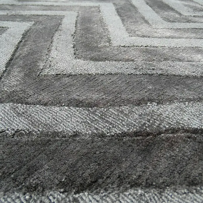 Kayoom Kurzflorteppich Luxury 410 - Grau, 170 x 120 cm, 100 % Viskose - Detailaufnahme