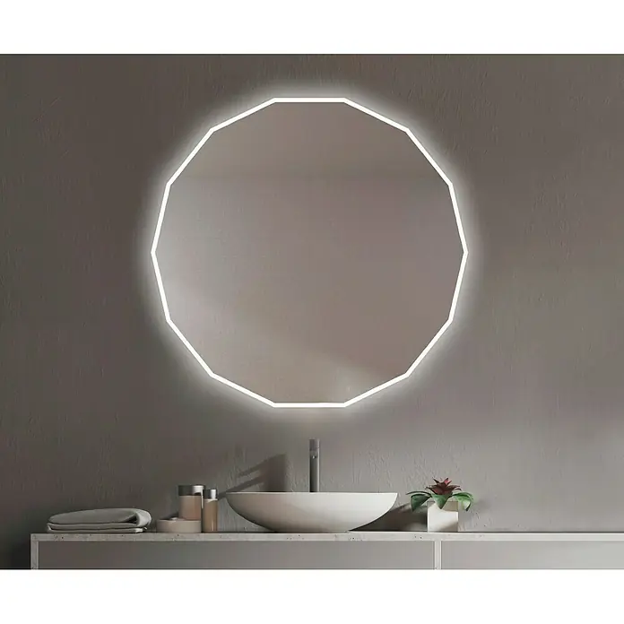 Camargue Espejo con luz LED Urano - An x Al: 80 x 80 cm