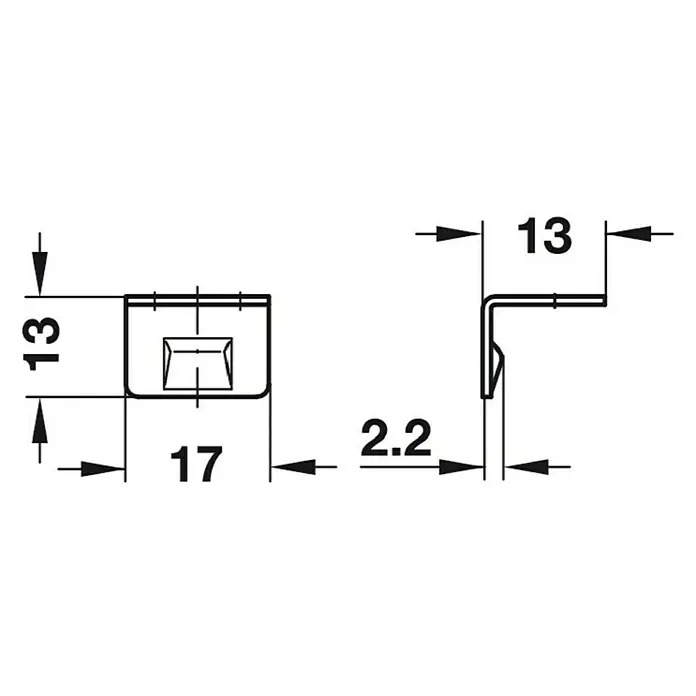 Häfele Sluithaak - l x b x h: 13 x 17 x 13 mm - Vooraanzicht