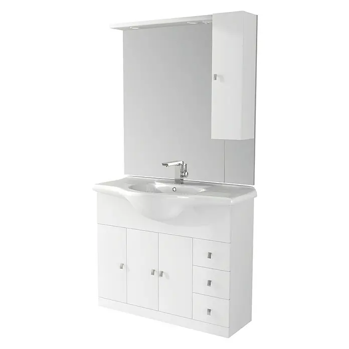 Baden Haus Badmöbel-Set Clara - Gesamtbreite Badmöbel: 105 cm, 5 -tlg., Weiß Hochglanz