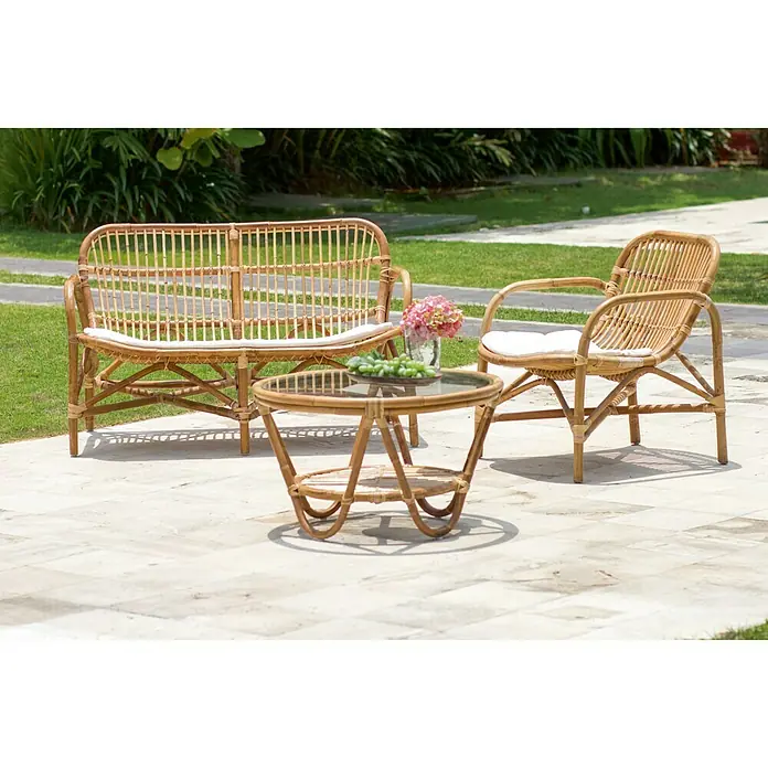 Sofá de jardín Sulawesi - Natural, Ratán natural, L x An x Al: 120 x 70 x 76 cm