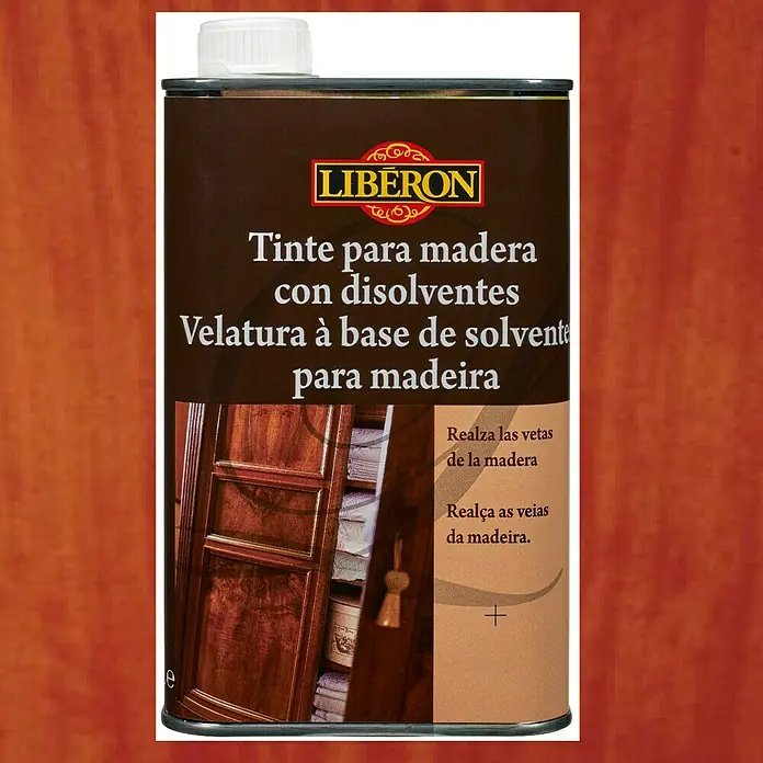 Libéron Tinte para madera con disolventes - Caoba, 500 ml, Mate sedoso