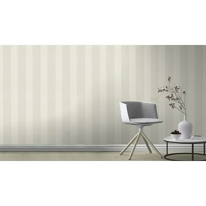 Rasch Tapetenwechsel Vliestapete Streifen - Creme, Streifen, 10,05 x 0,53 m - Stimmungsaufnahme