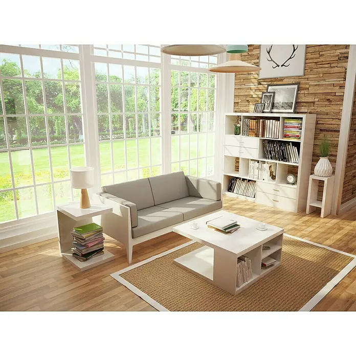 Phönix Solina Couchtisch - L x B x H: 80 x 80 x 40 cm, Weiß - Stimmungsaufnahme