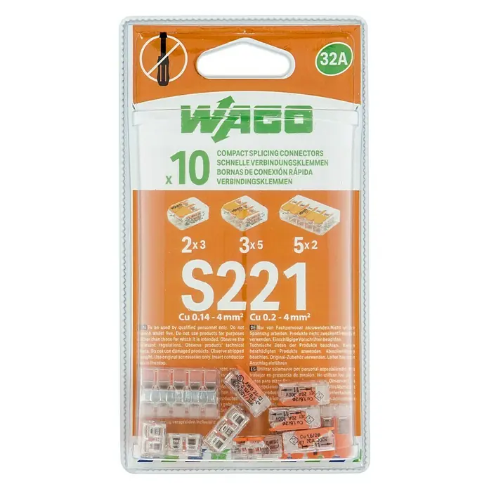 Wago Conector rápido Compacto Mix 2, 3, 5  conductores - 32 A, 450 V, 10 ud.