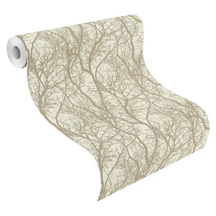 Rasch Tapetenwechsel Vliestapete Äste - Beige/Bronze, Floral, 10,05 x 0,53 m - Anwendungsbeispiel
