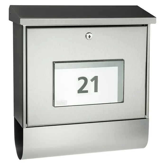 Burg-Wächter Briefkasten-Set Malaga - L x B x H: 115 x 377 x 420 mm, Stahl, Silber, Format Einwurf: DIN C4, 332 x 31 mm - Vorderansicht
