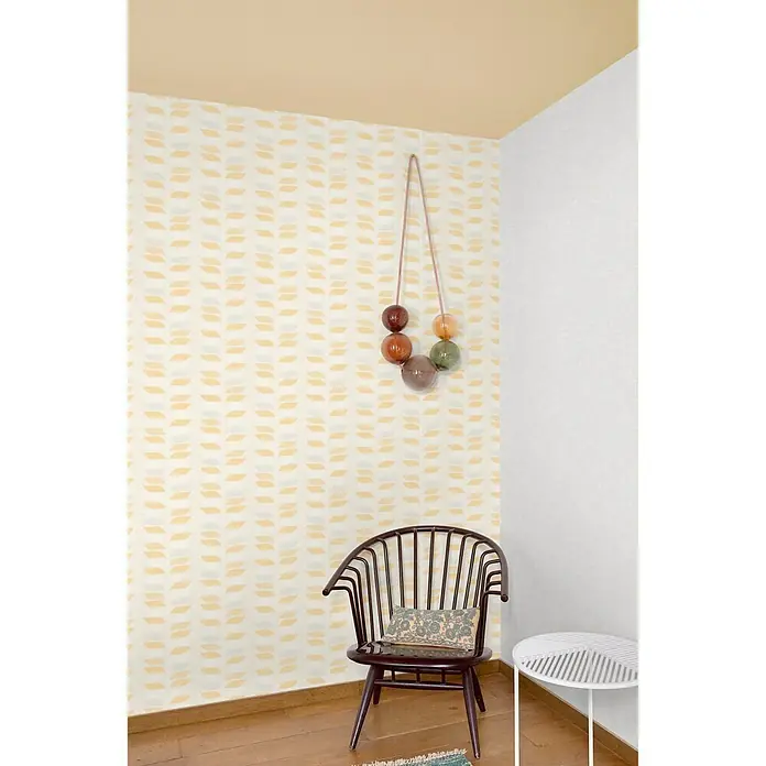 Papel pintado Árbol moderno - Gris/Amarillo, 10 x 0,53 m