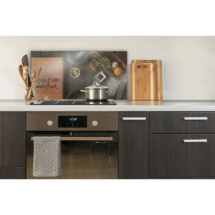 CUCINE Küchenrückwand - Keep Calm and Cook, 80 x 40 cm, Stärke: 6 mm, Einscheibensicherheitsglas (ESG) - Vorderansicht