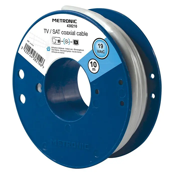 Metronic Cable coaxial TV / SAT - Largo: 10 m, Blanco