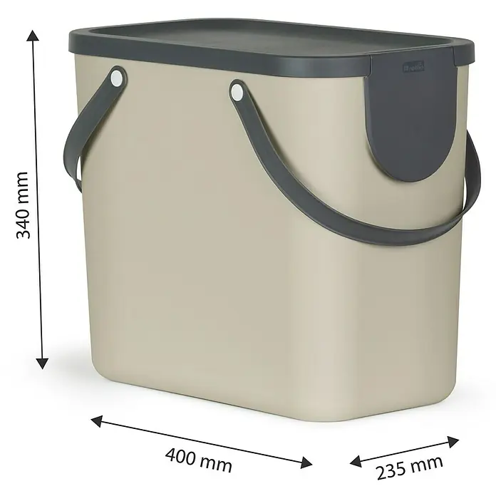 Rotho Albula Mülltrennsystem - 25 l, Cappuccino, Eckig, Kunststoff