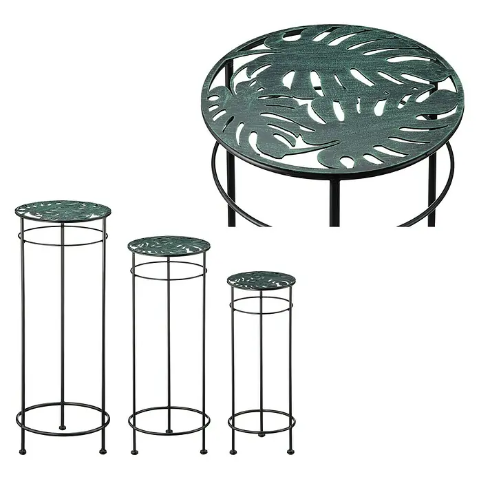 Beistelltisch Blattmuster - Ø x H: 24 x 60 cm, Eisen - Vorderansicht