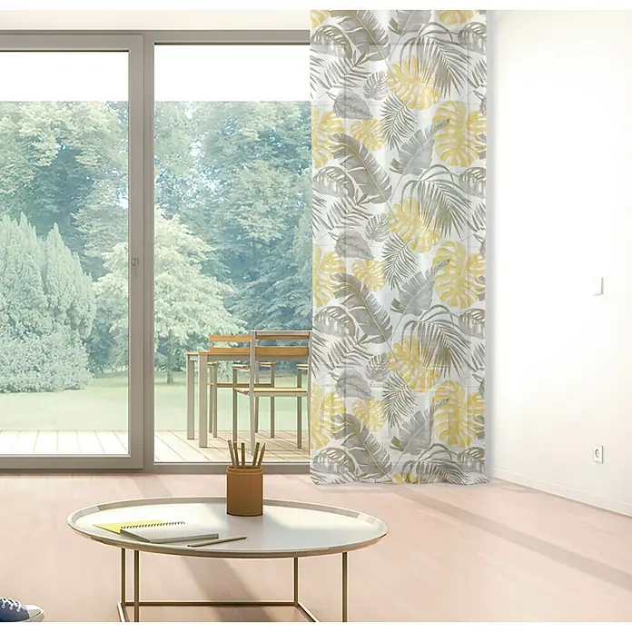 Cortina con ollaos Noumea mostera - 140 x 250 cm, 100% poliéster, Verde