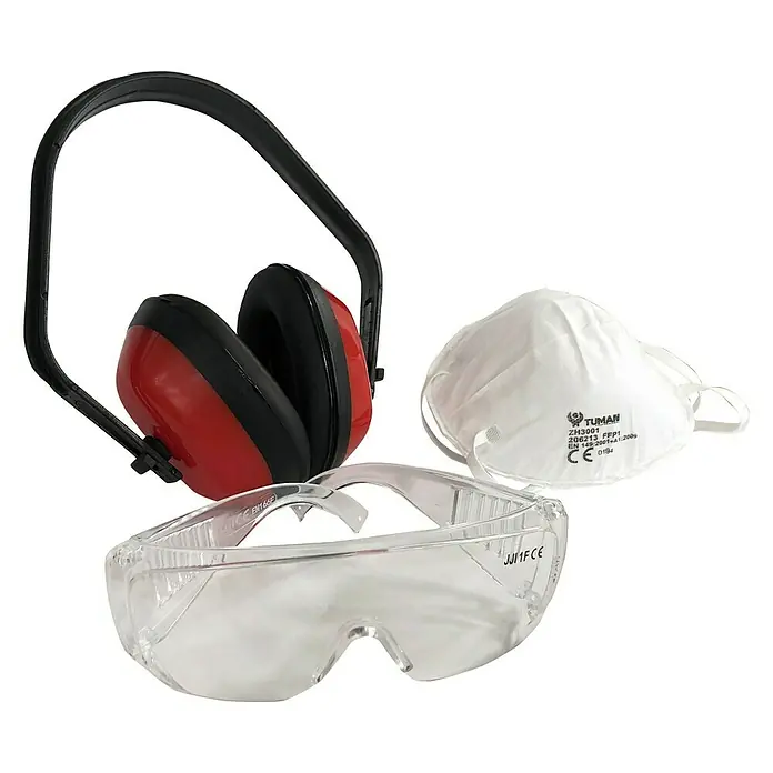 Auriculares de protección con mascarilla y gafas - 3 pzs.
