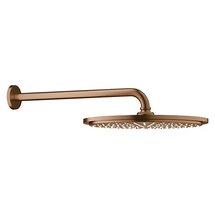 Grohe Kopfbrausen-Set Rainshower Cosmopolitan 310 - Durchmesser: 31 cm, 9,5 l/min bei 3 bar, Wandmontage, Warm Sunset gebürstet - Rechte Seitenansicht