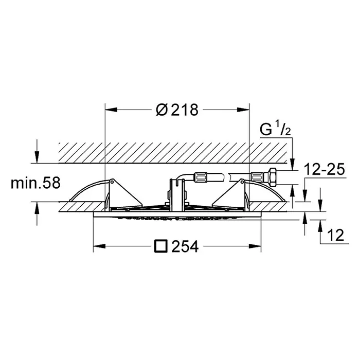 Grohe Kopfbrause Rainshower F-Series 10 - L x B: 25,4 x 25,4 cm, 18 l/min bei 3 bar, Anzahl Funktionen: 1 Stk., Chrom - Vorderansicht