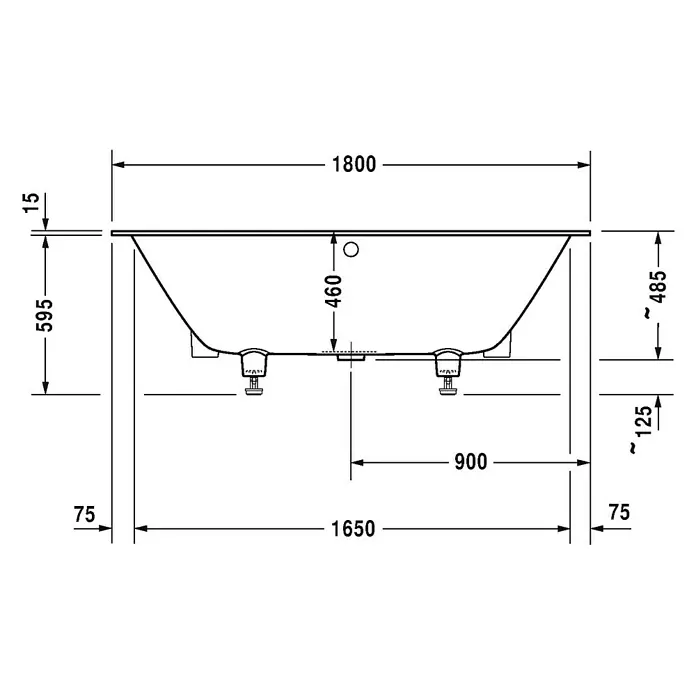 Duravit DuraSquare Badewanne - 180 x 80 cm, Sanitäracryl, Weiß - Vorderansicht