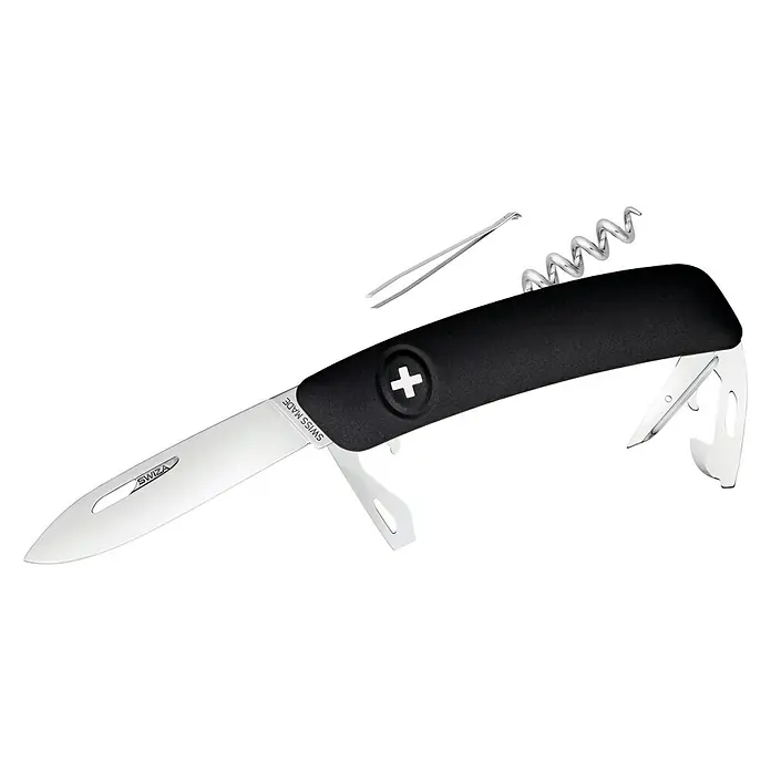 Swiza Taschenmesser D03 - Klingenlänge: 75 mm, Schwarz - Vorderansicht