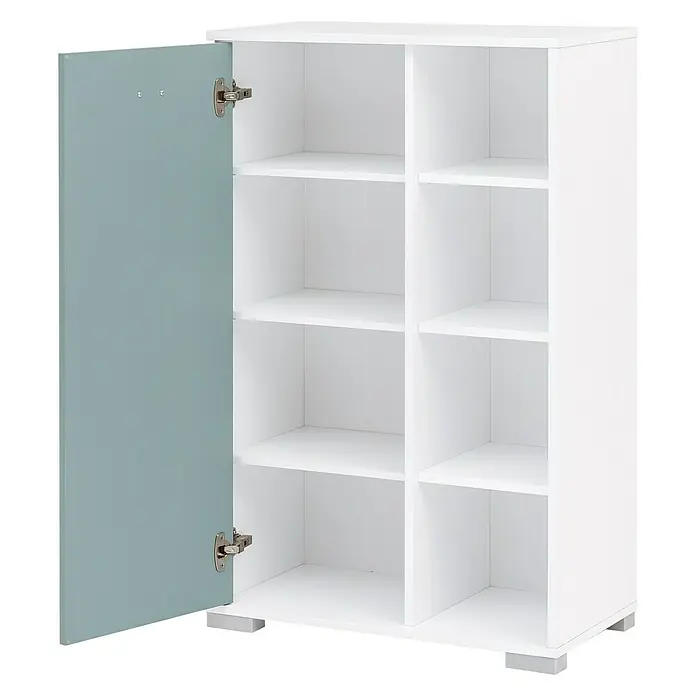 Schildmeyer Kimi Highboard - 65 x 33 x 105 cm, Weiß, Taubenblau - Detailaufnahme